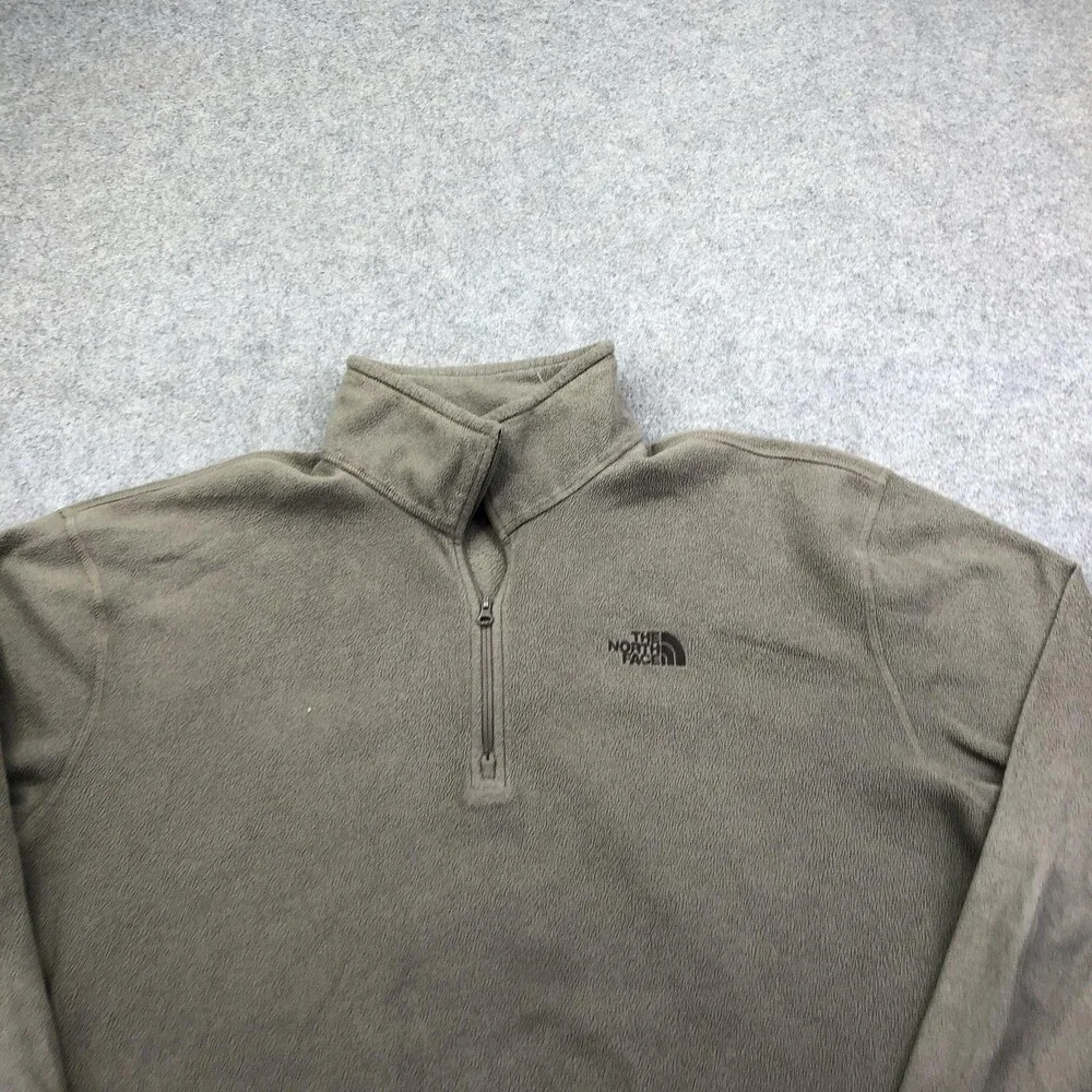 The North Face Pullover Mens XL Green 1/4 Zip Long Sleeve Fleece Hiking Top